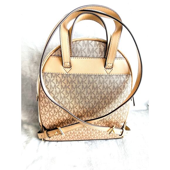 NWT Michael Kors Rhea Medium Metallic Signature Logo Backpack & Trifold Wallet main image 4